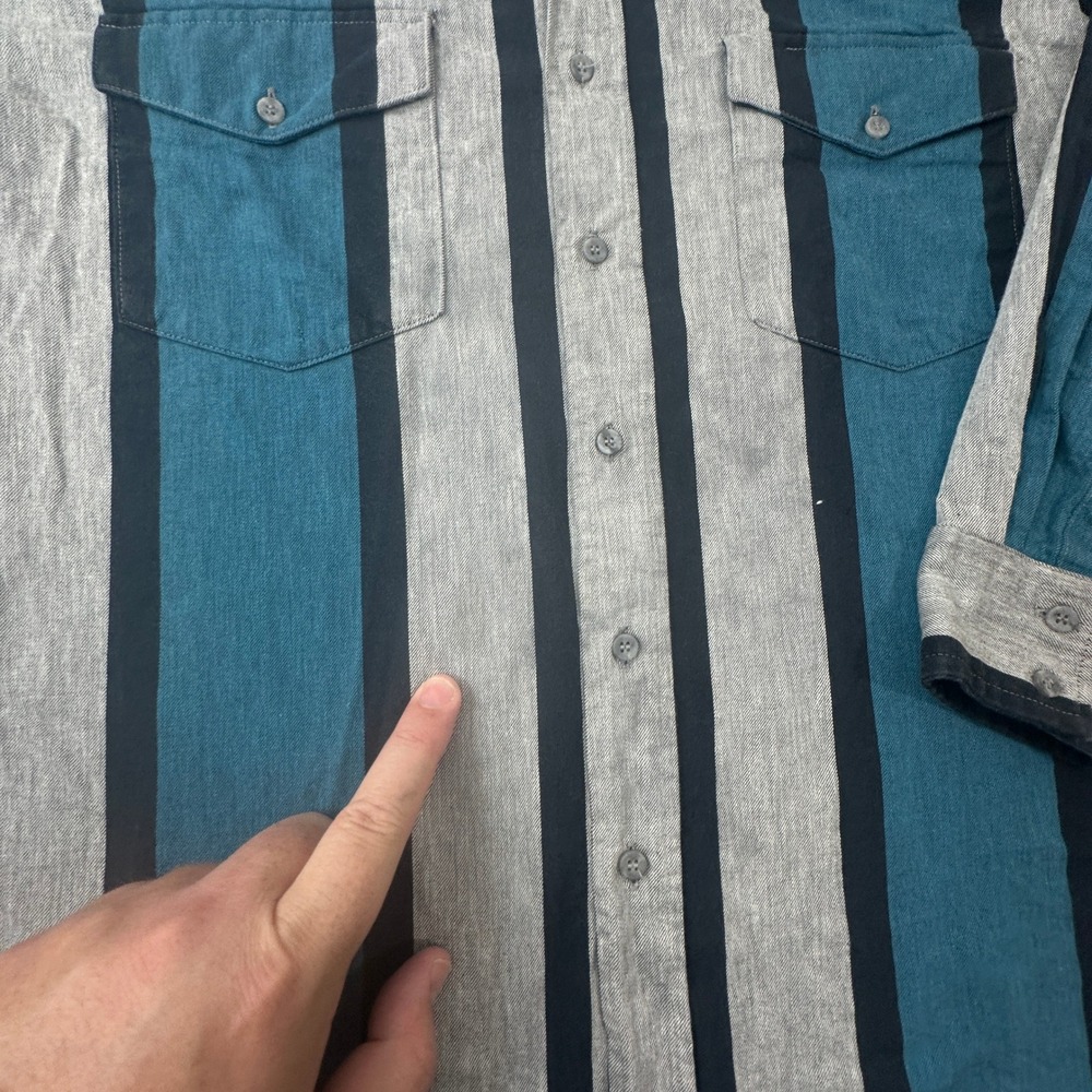 Vintage Roper Rodeo Blue Western Shirt Mens L Striped Button Up Cowboy 90s rodeo - Picture 7 of 10